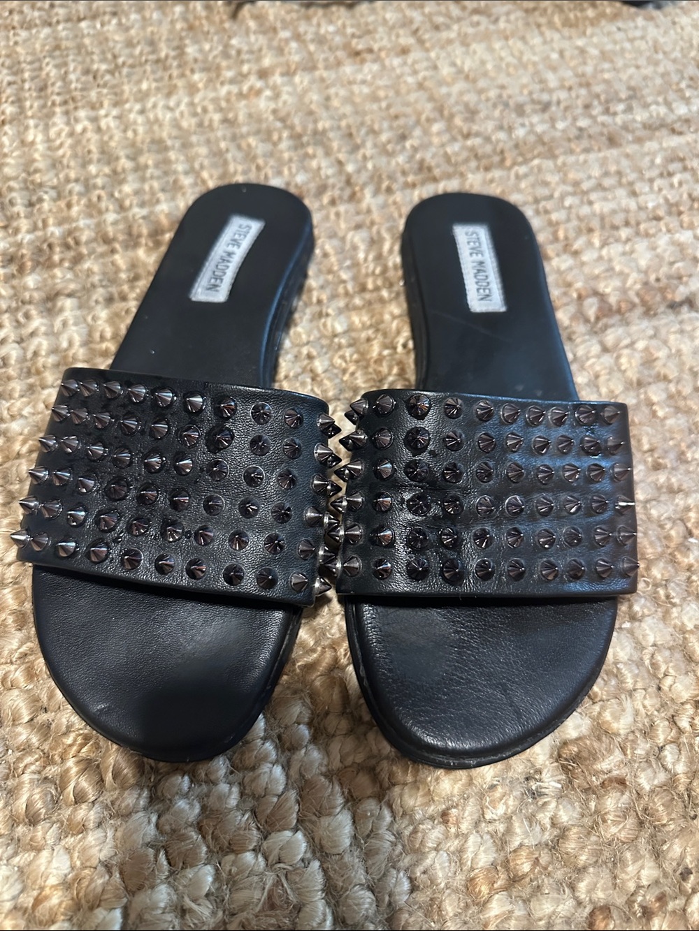 Steve Madden Black Studded Slide Mules